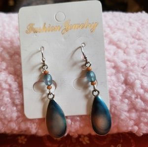 Turquoise metallic teardrop earrings